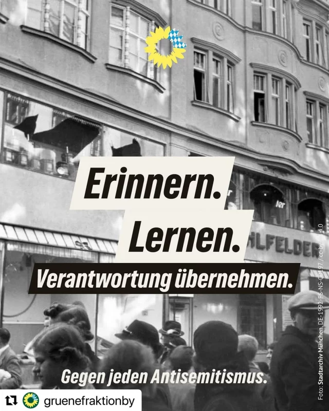 #Repost @gruenefraktionby
In der Nacht vom 9. auf den 10. November 1938 brannten Synagogen, wurden jüdische Geschäfte zerstört, Menschen gedemütigt, misshandelt, ermordet.

Die Reichspogromnacht war der Auftakt zur systematischen Vernichtung jüdischen Lebens.

Nie wieder ist jetzt.

Wir tragen Verantwortung – gegen Antisemitismus, Hass und Hetze. Jeden Tag. Überall. 🕯️

#Reichspogromnacht #NieWieder #Erinnerungskultur #GegenAntisemitismus #grünefraktionbayern 

📸: Stadtarchiv München, DE-1992-FS-NS-00197 / cc-by-nd 4.0